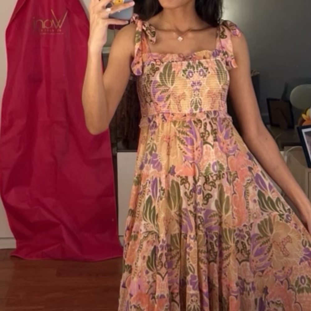 Zimmermann Pink and Yellow Ruched Sundress